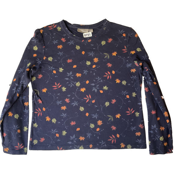Croft & Barrow Women Shirt size M Navy Floral Crew Neck Pullover Long Sleeve - Picture 1 of 7